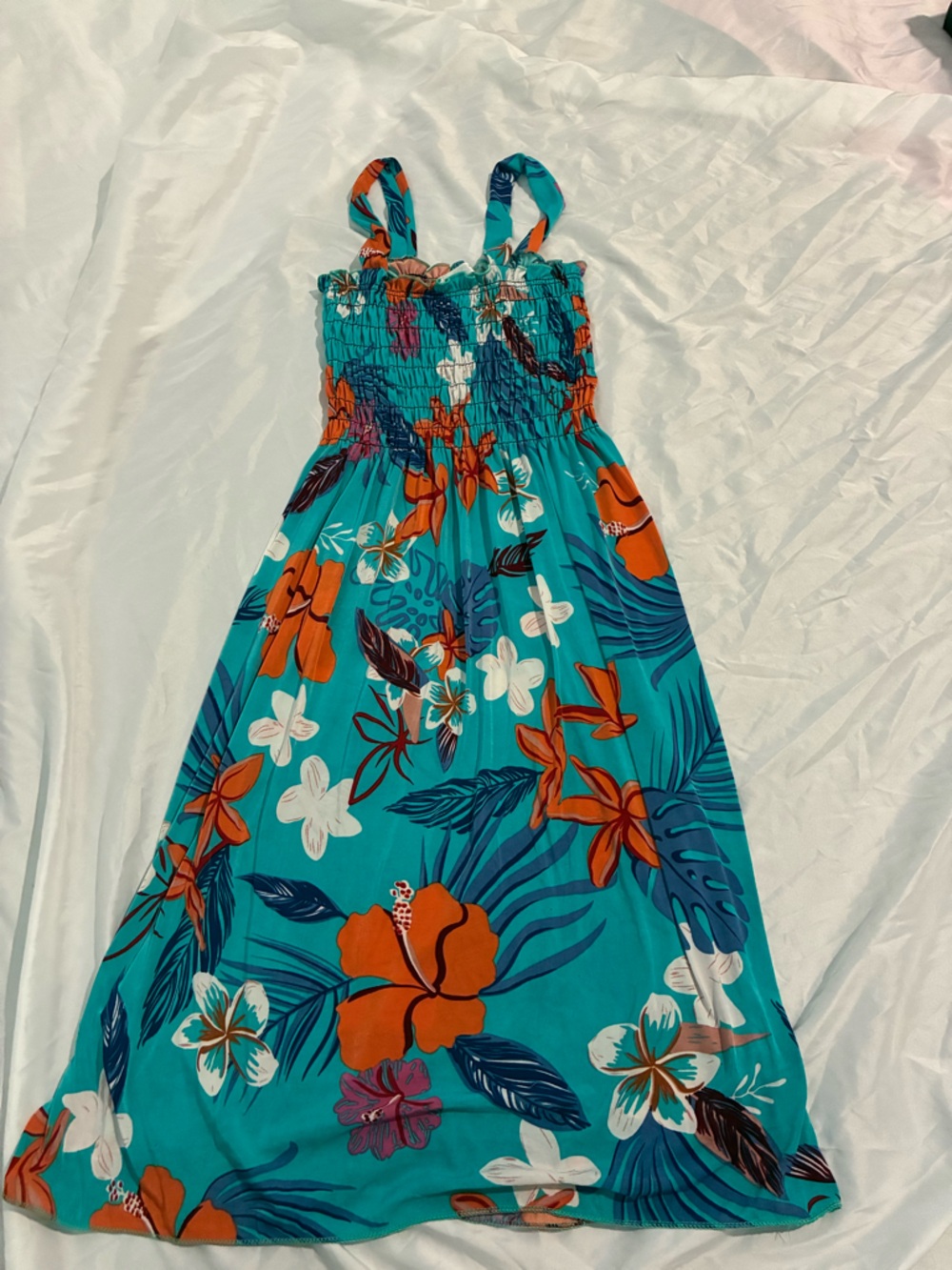 Tropical Teal Floral Maxi Dress - Sleeveless Beach Sundress